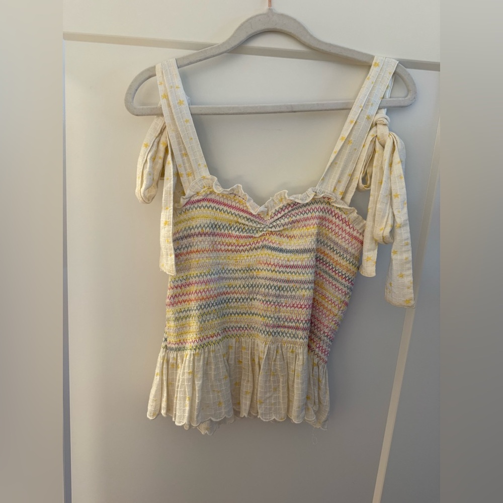 LoveShackFancy Bucky Tank in Butter Multicolor